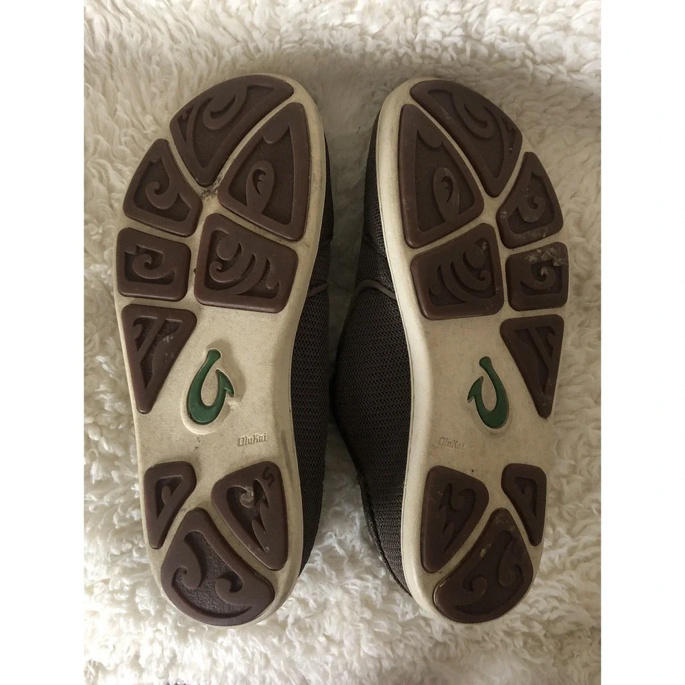 Olukai Nohea Mesh Slip On Loafers Brown Fold Down Heel Comfort Shoes Mens 9.5
